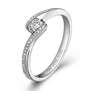 流星雨－18K白金钻石戒指
