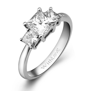 爱·幸福－18K白金公主方钻石戒指
