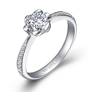 雏菊香－18K白金钻石戒指